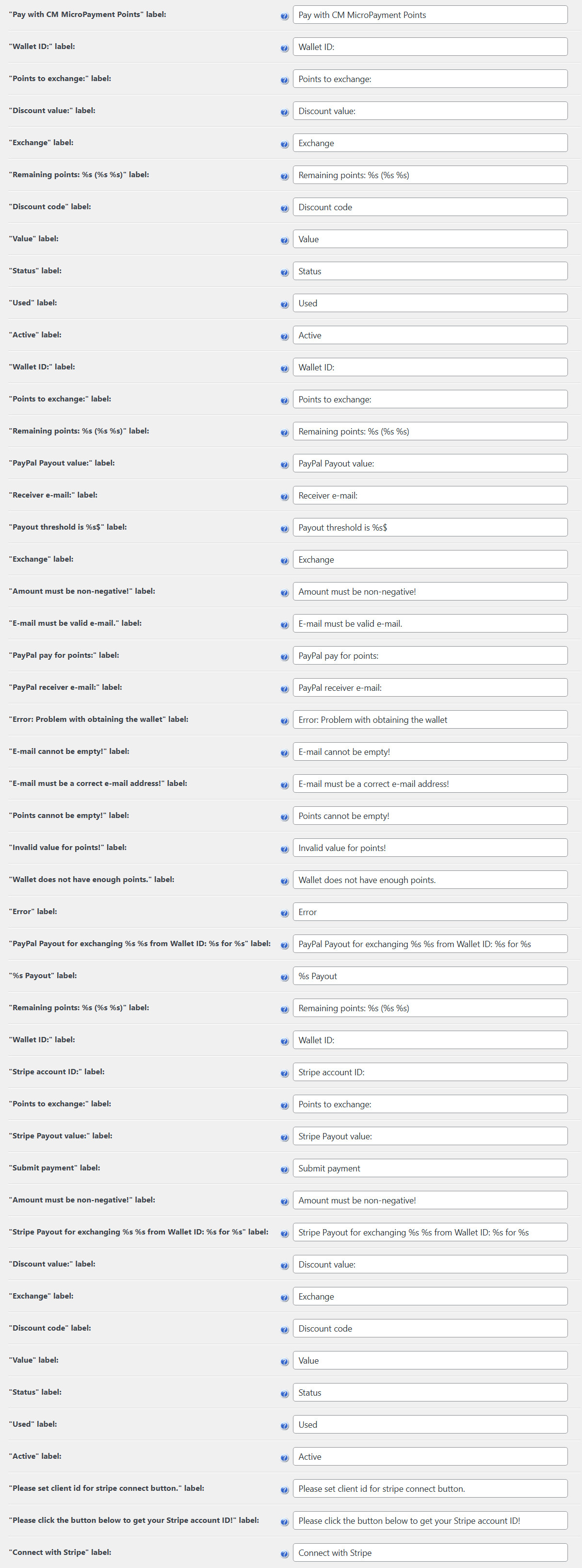 Plugin labels - WordPress User Wallet Credit System