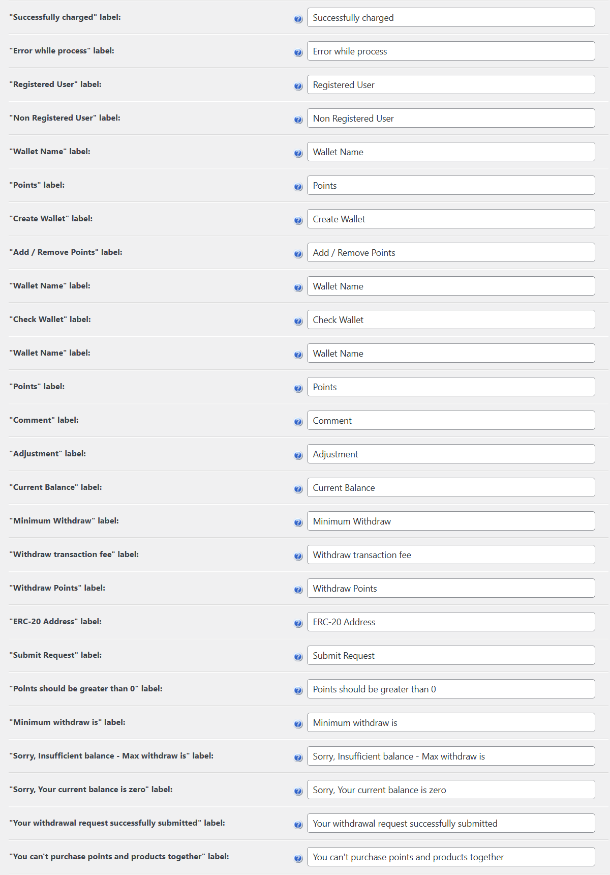 Plugin labels - MicroPayments Plugin