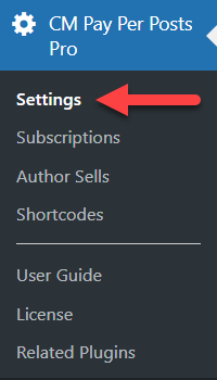 Navigation to the plugin settings - WordPress Paywall Plugin