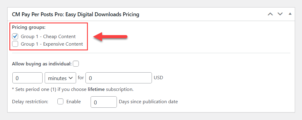 Assigning a specific post to pricing groups - Pay-Per-Post Plugin
