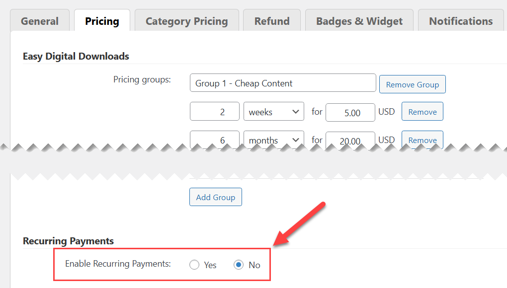 Enabling recurring payments feature - Pay-Per-Post Plugin