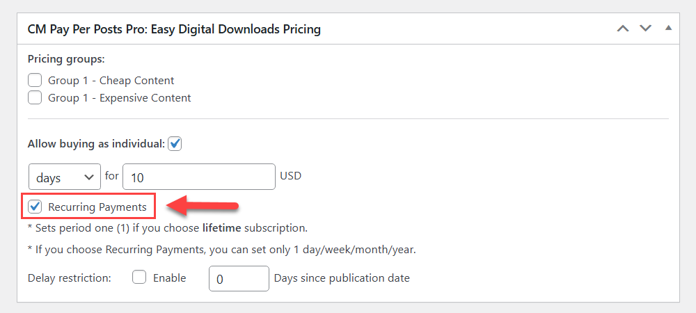 Recurring payment for an individual price - Best Paywall Plugin for WordPress