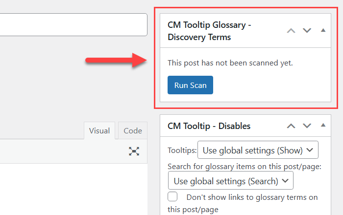 Option to run scanning manually - Tooltip Plugin WordPress