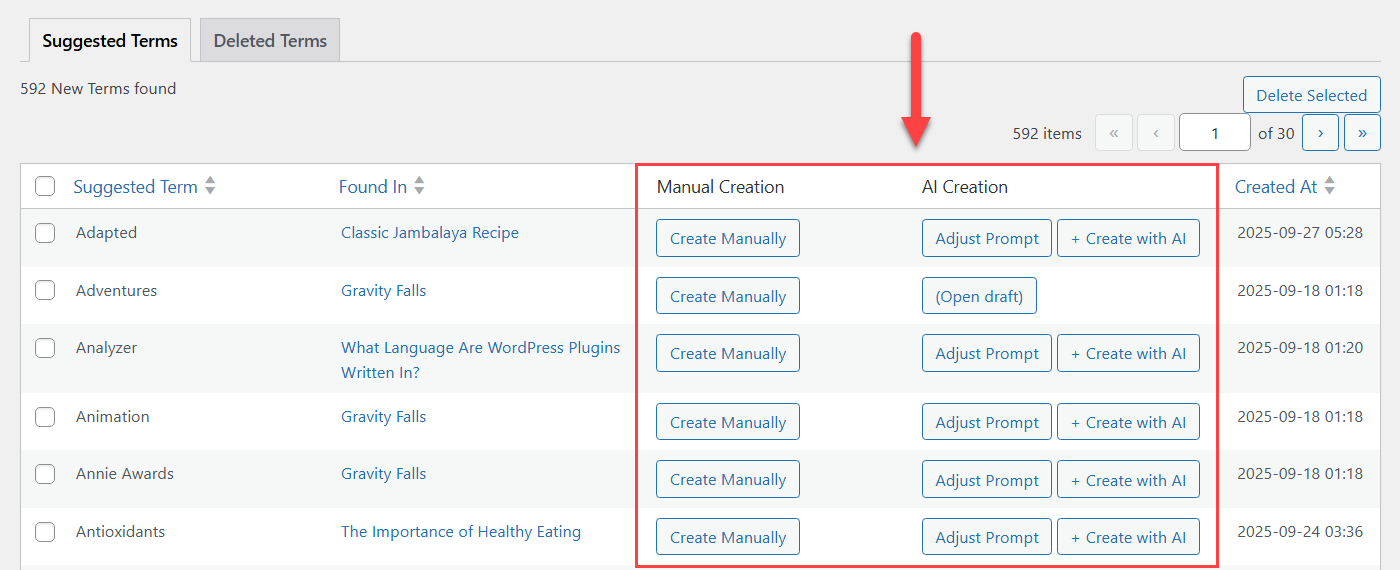 Creating definitions for suggested terms - WordPress Knowledge Base Plugin