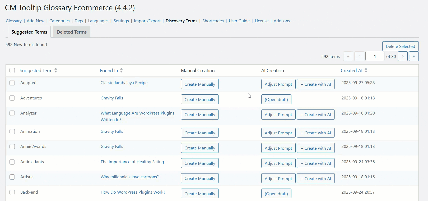 Creating definition manually - Knowledge Base WordPress Plugin