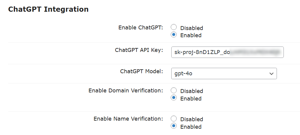 Final configuration - WordPress Block Domain Registration
