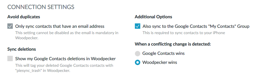 Overwrite settings