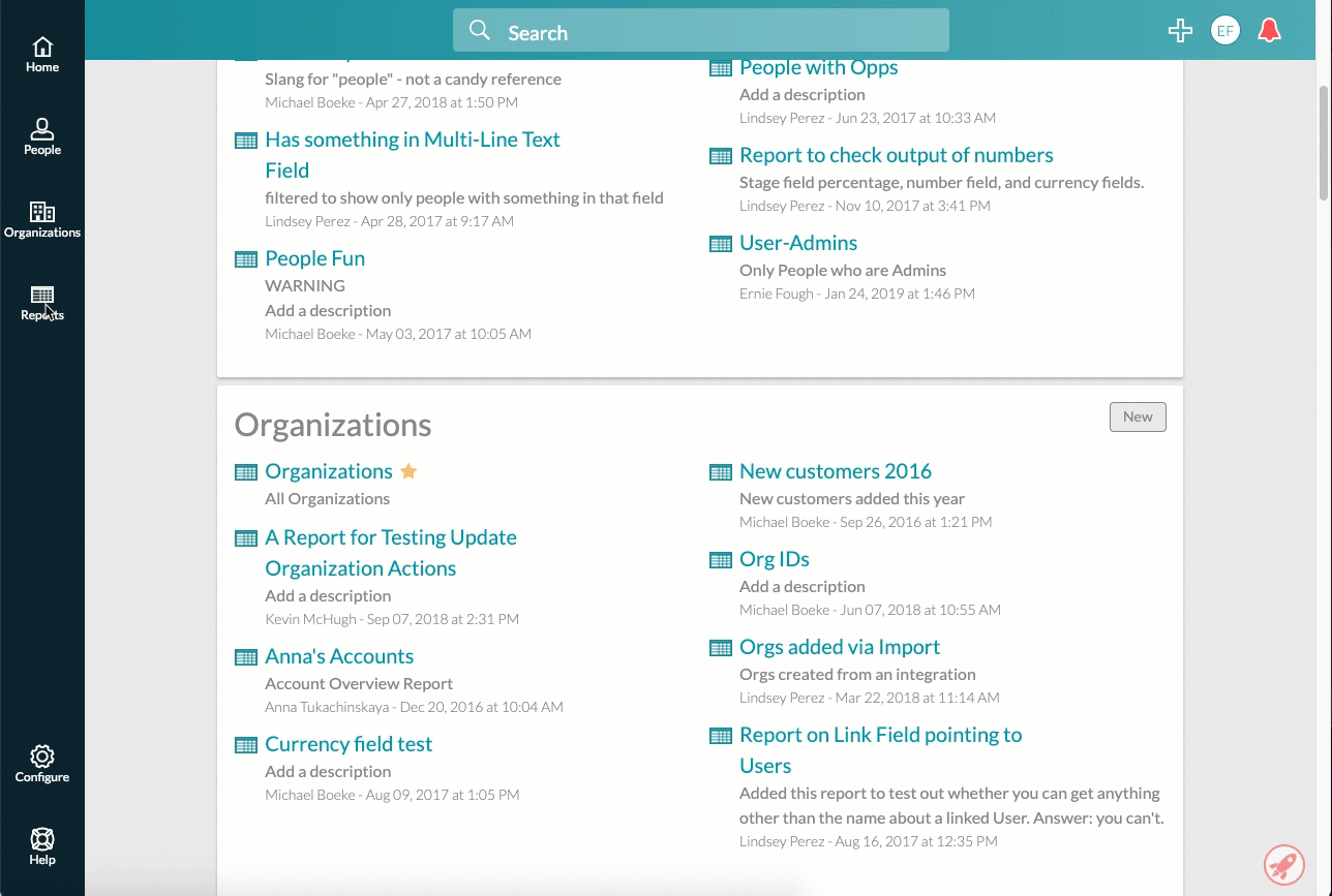 animated .gif showing a report being copied, the title changed, and a field being added before being saved