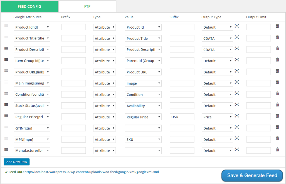 CTX feed configure XML