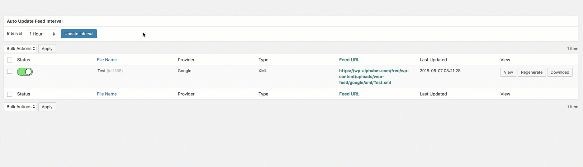 Manage Feeds and update the interval