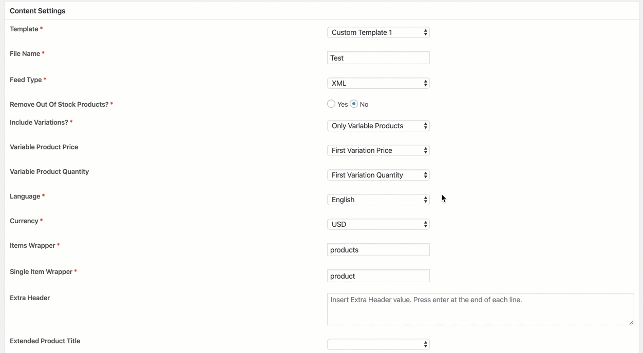 CTX Feed multi language configuration