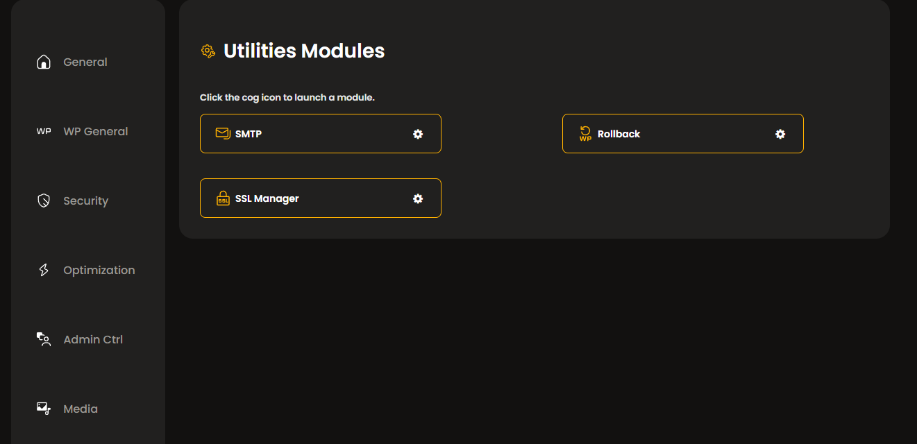 Site Booster Utilities panel overview