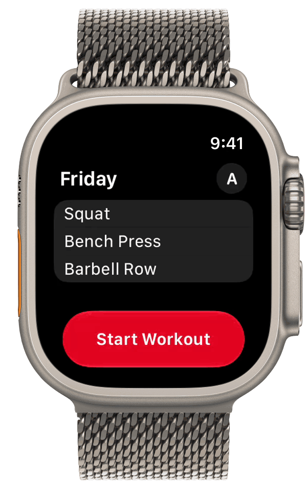 Finish a workout with the Finish button in StrongLifts on Apple Watch
