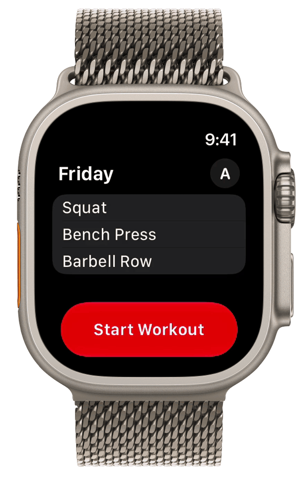 Logging warmup sets in StrongLifts on Apple Watch