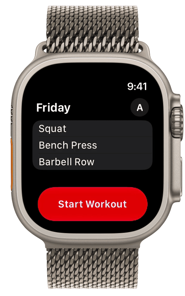 Undoing a warmup set in StrongLifts on Apple Watch