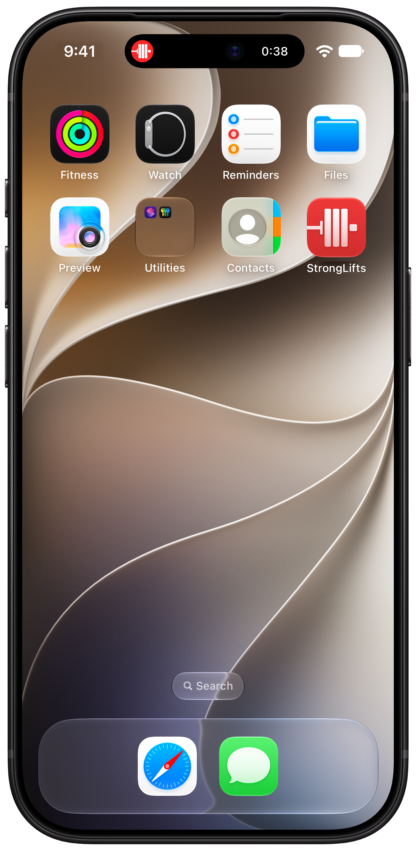 StrongLifts rest timer in the iPhone Dynamic Island