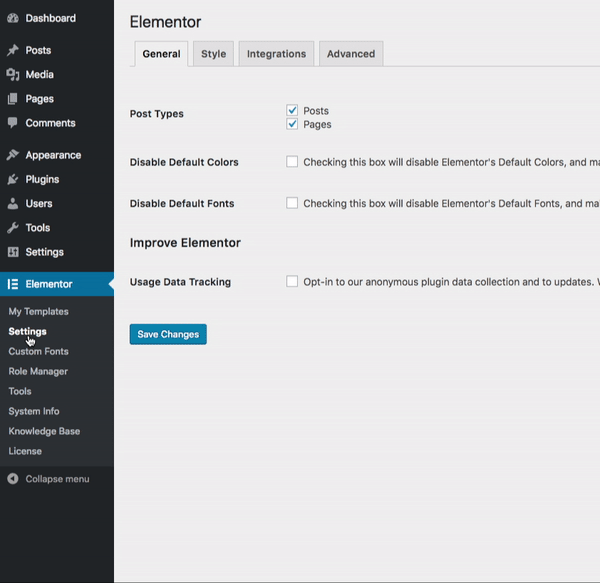 adobe typekit & elementor integration