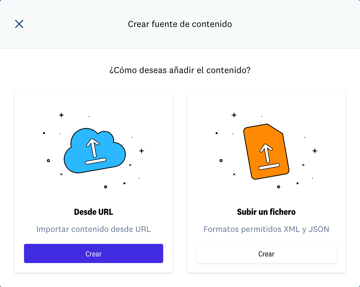 Crear una fuente de contenido