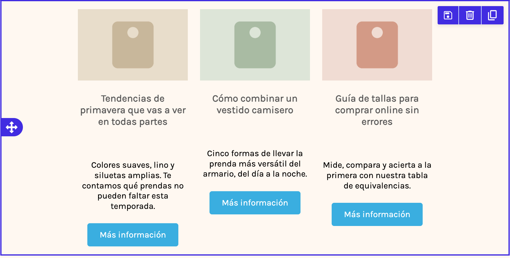 Contenidos incluidos en la fila