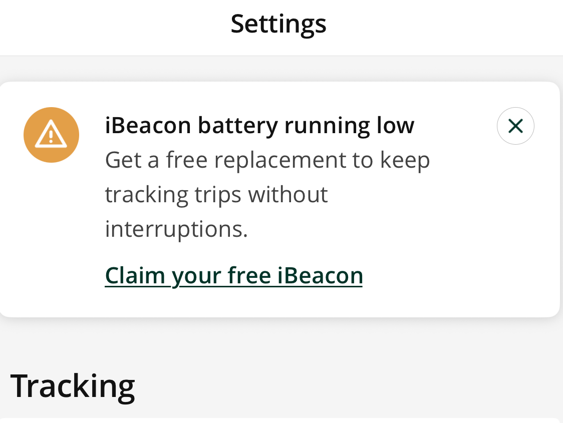 iBeacon battery running low