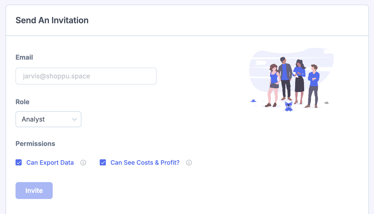 Send an invitation to Metorik