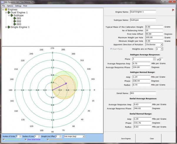 Set Up Engines Screen with Most Recent Response Vector Plotted