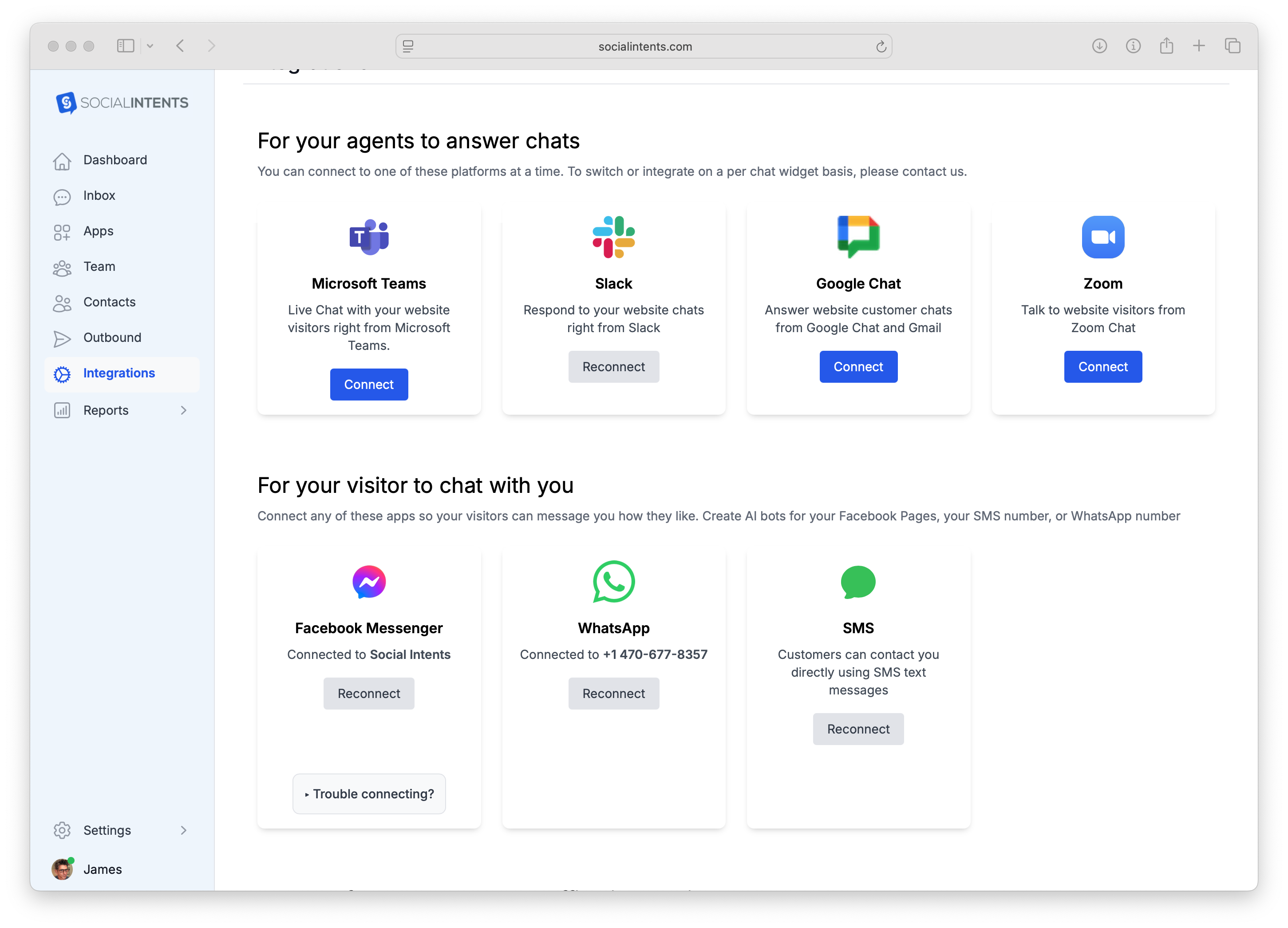 WhatsApp Number Connected