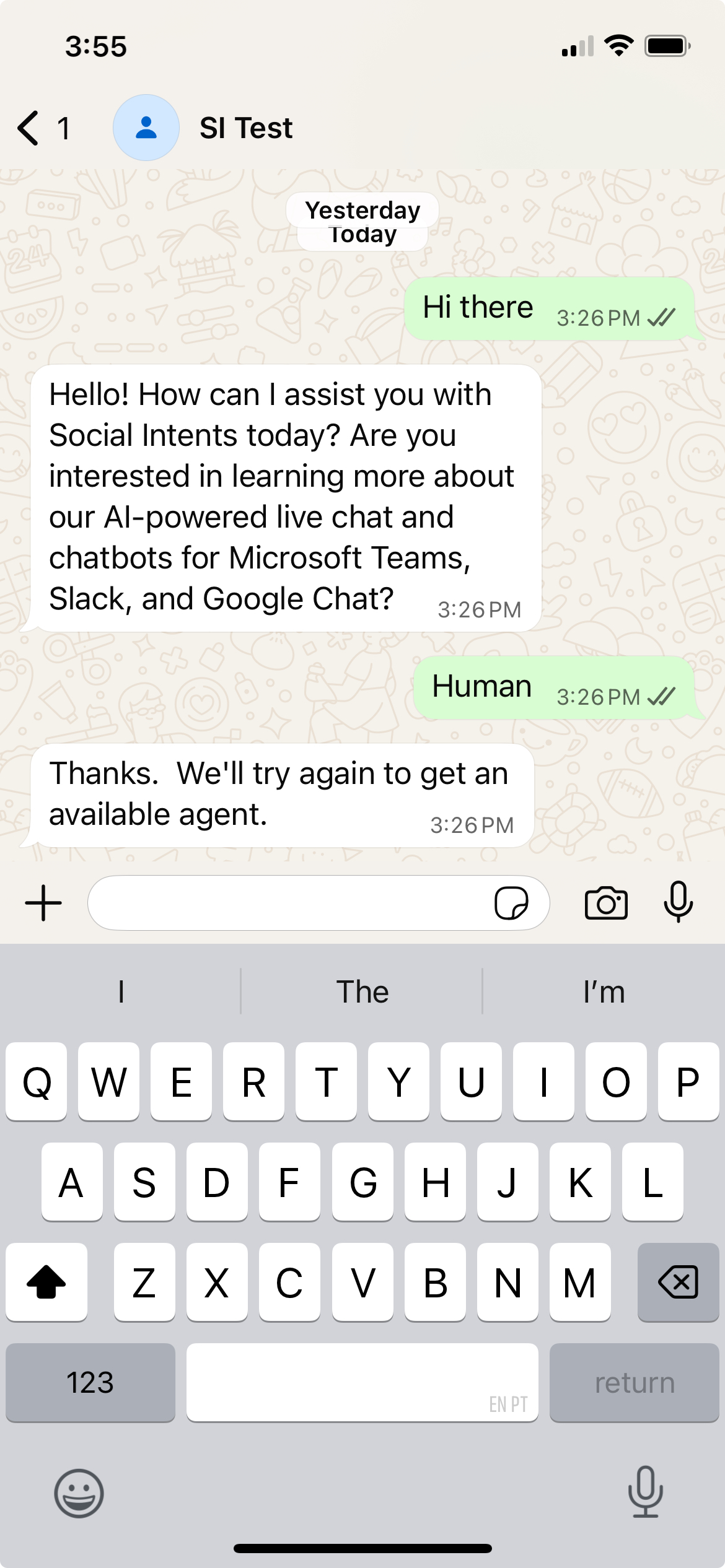 WhatsApp Connection to Teams