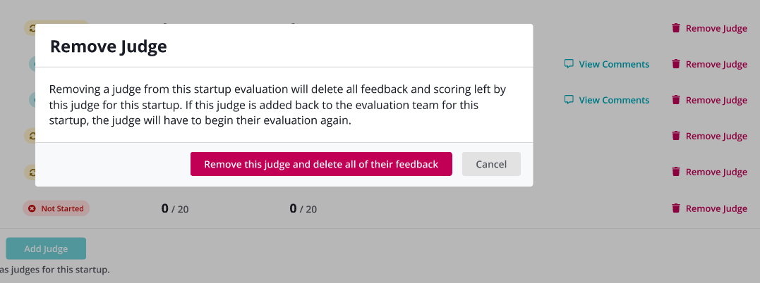 remove judge and their feedback warning