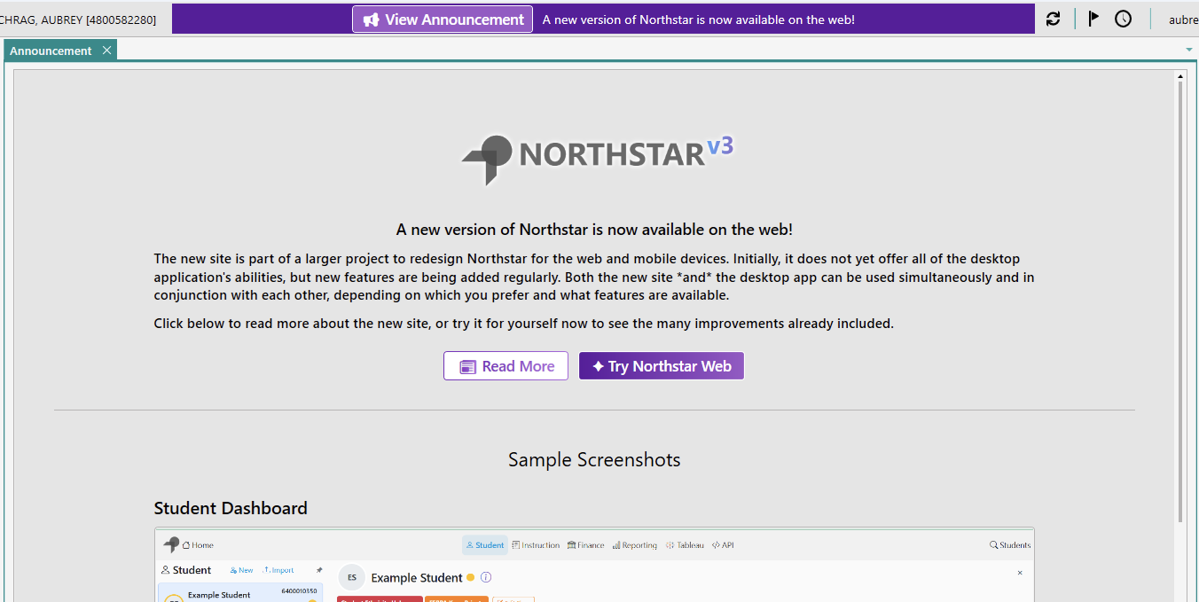 screenshot of the web announcement page in the desktop app