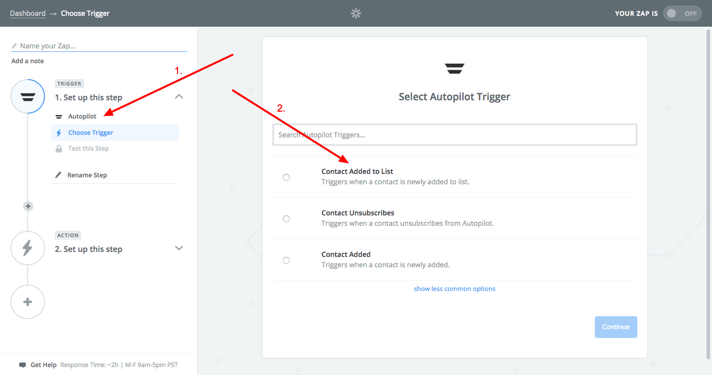 Choosing triggers in Autopilot