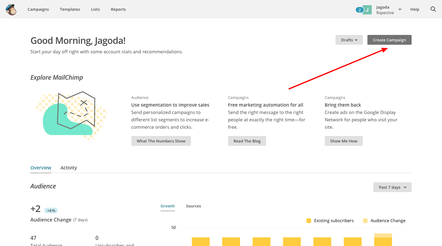 Create a new MailChimp campaign