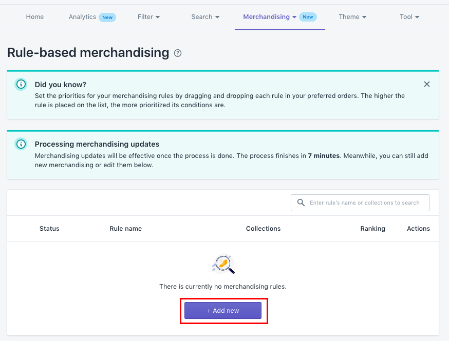 Go to the premium menu> Choose Rule-based Merchandising
