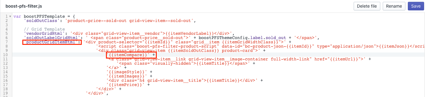 Product Compare code
