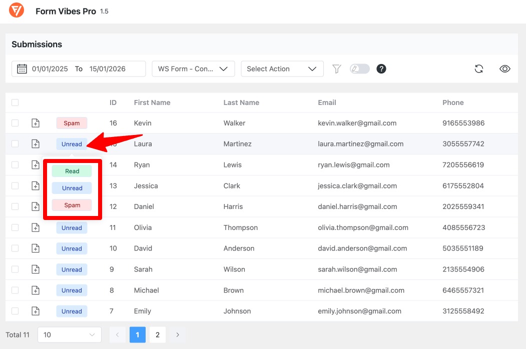 Form Vibes: Set Submission Status as Individual