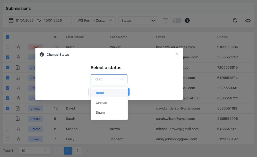 Form Vibes: Set Submission Status as Bulk