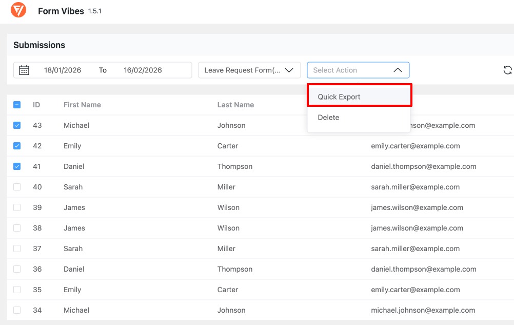 Export Form Submissions