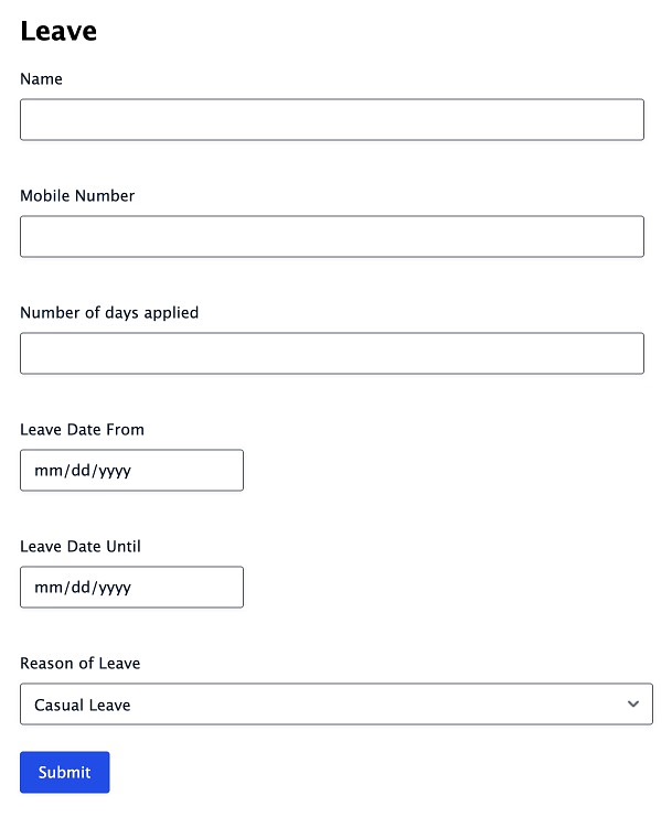 Submit a Test Entry in Form
