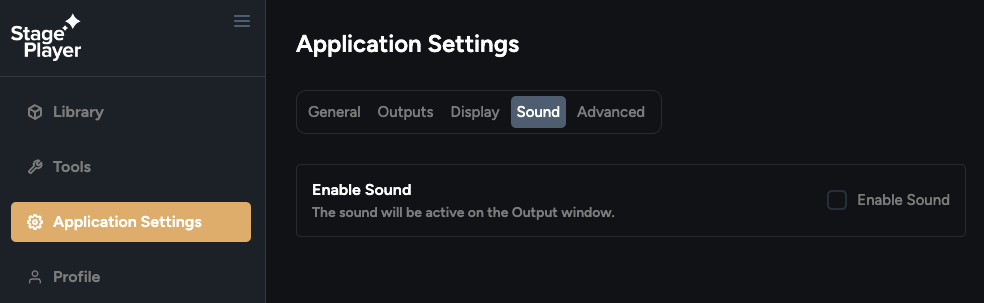 Application Settings → Sound