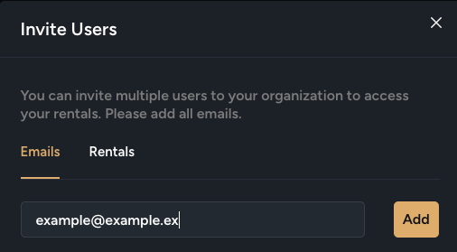 Invite Users Popup
