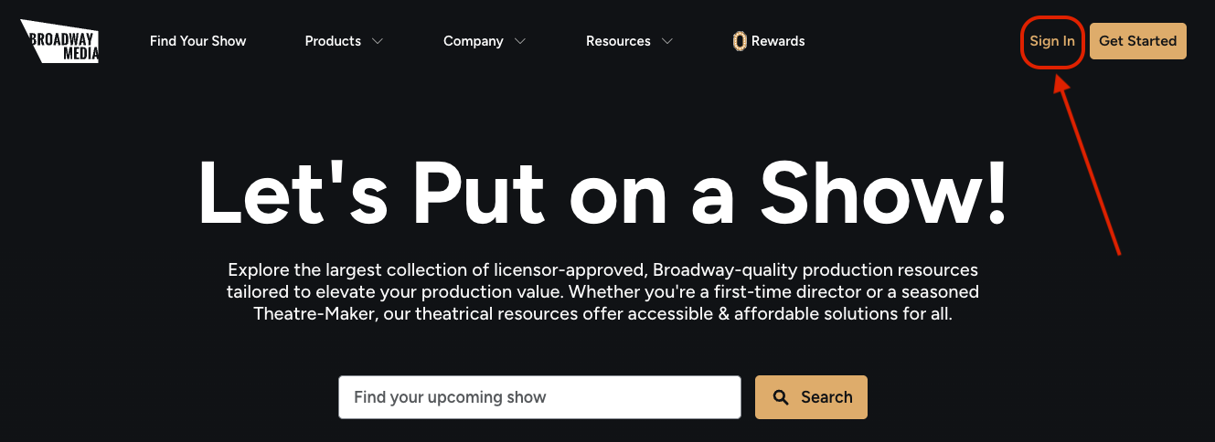 Broadway Media Landing Page