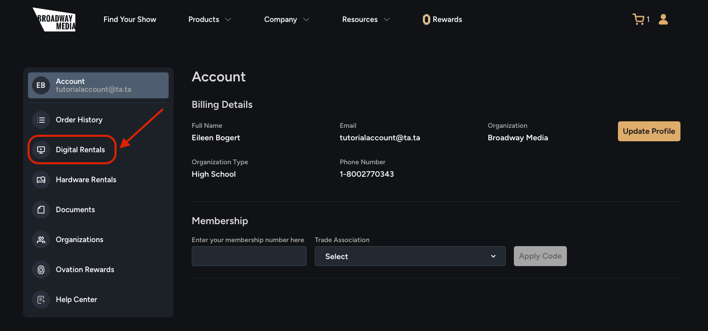 Navigate to Digital Rentals