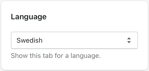 The 'Language' panel