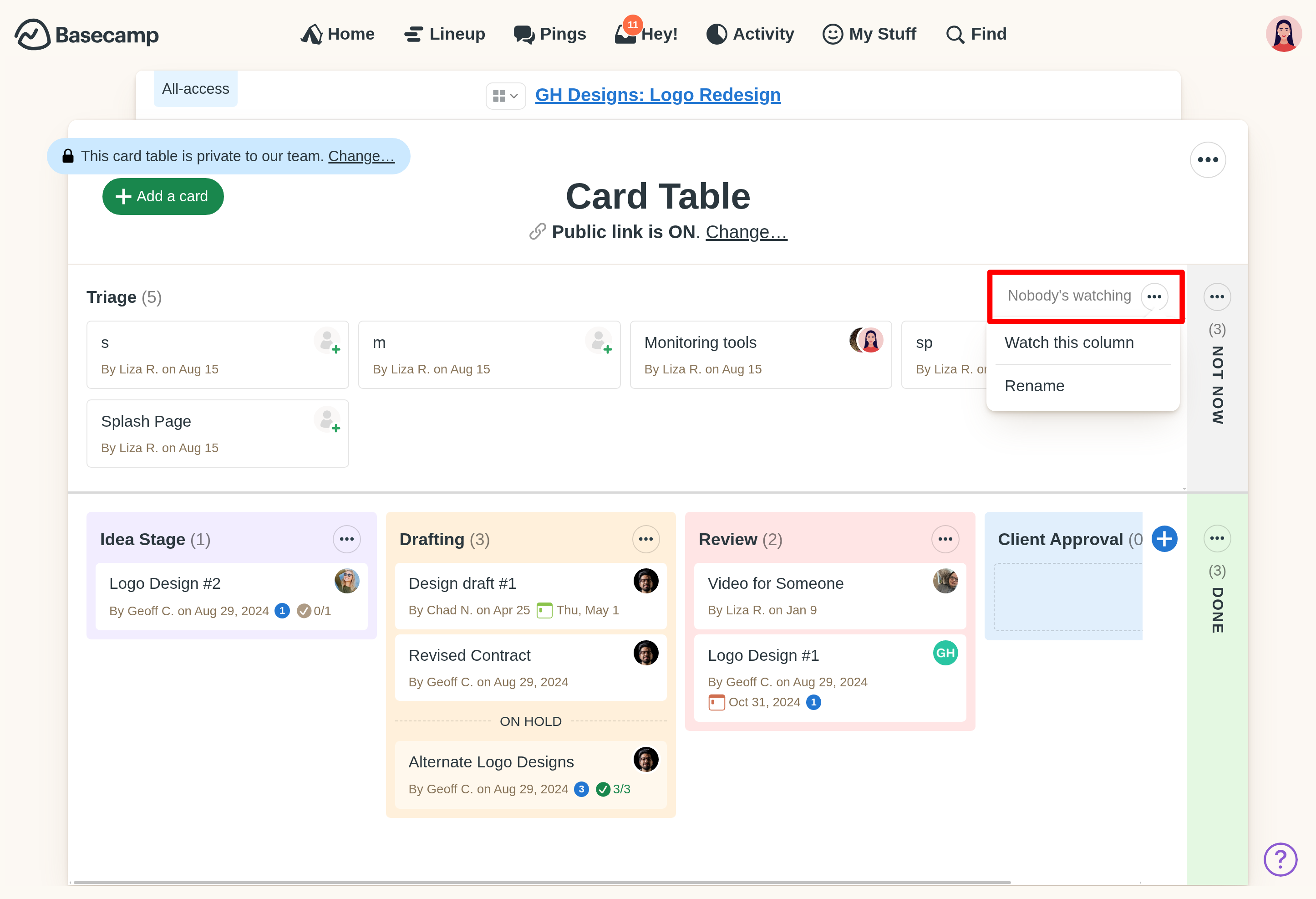 A screenshot of a column menu with an arrow pointing toward the three-dot button