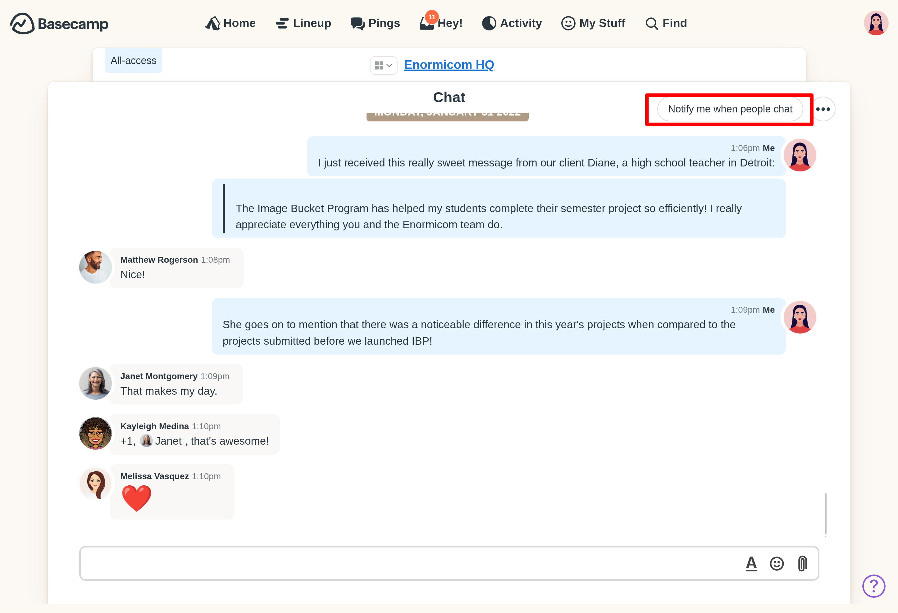 an image showing a red box highlighting the 'notify me when people chat' link