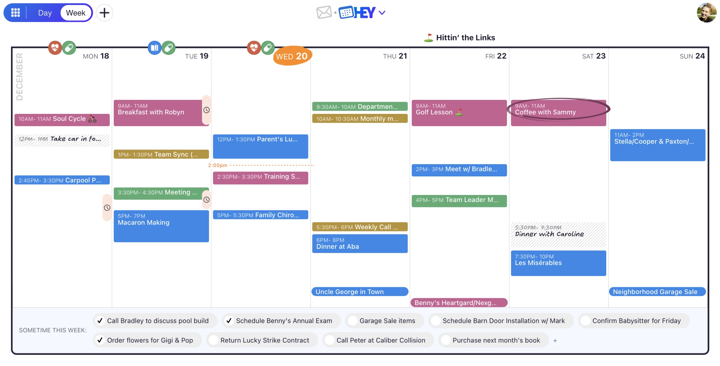 an image showing the week view in the calendar