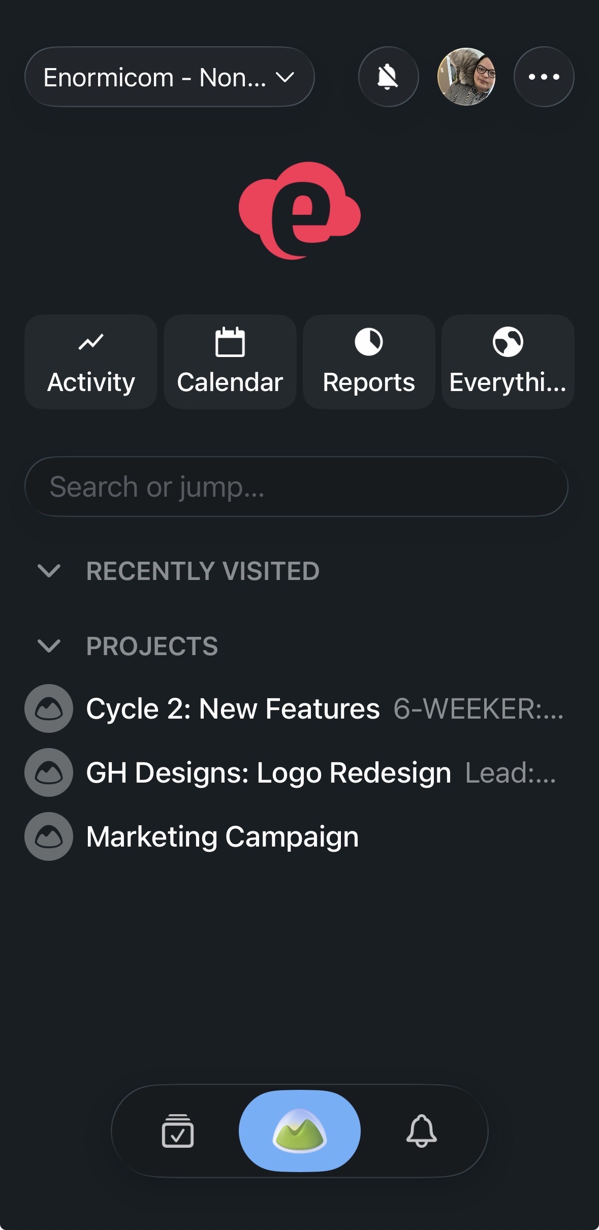 A screenshot of an account in the Basecamp mobile app.