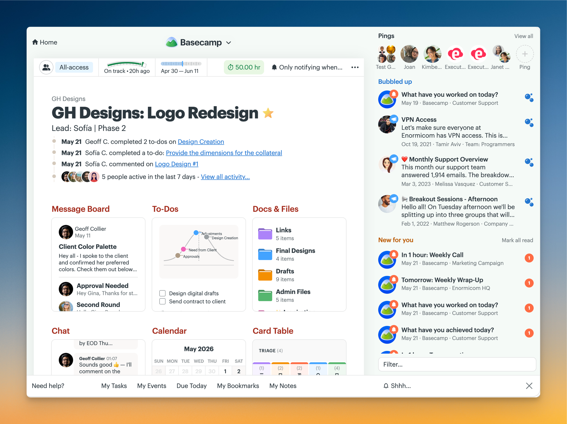 Screenshot of a project with the notification sidebar opened.