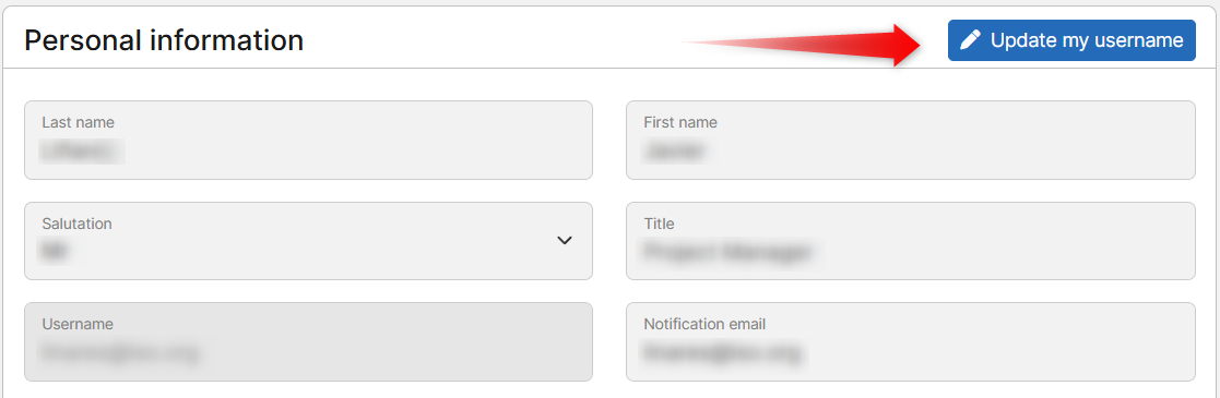 Contact your user administrator to update your username