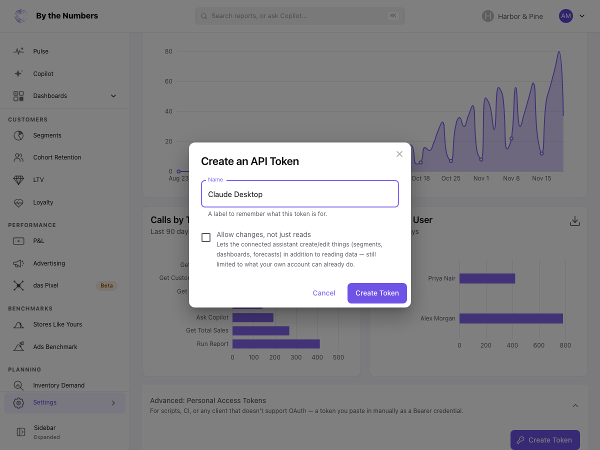 The Create an API Token dialog